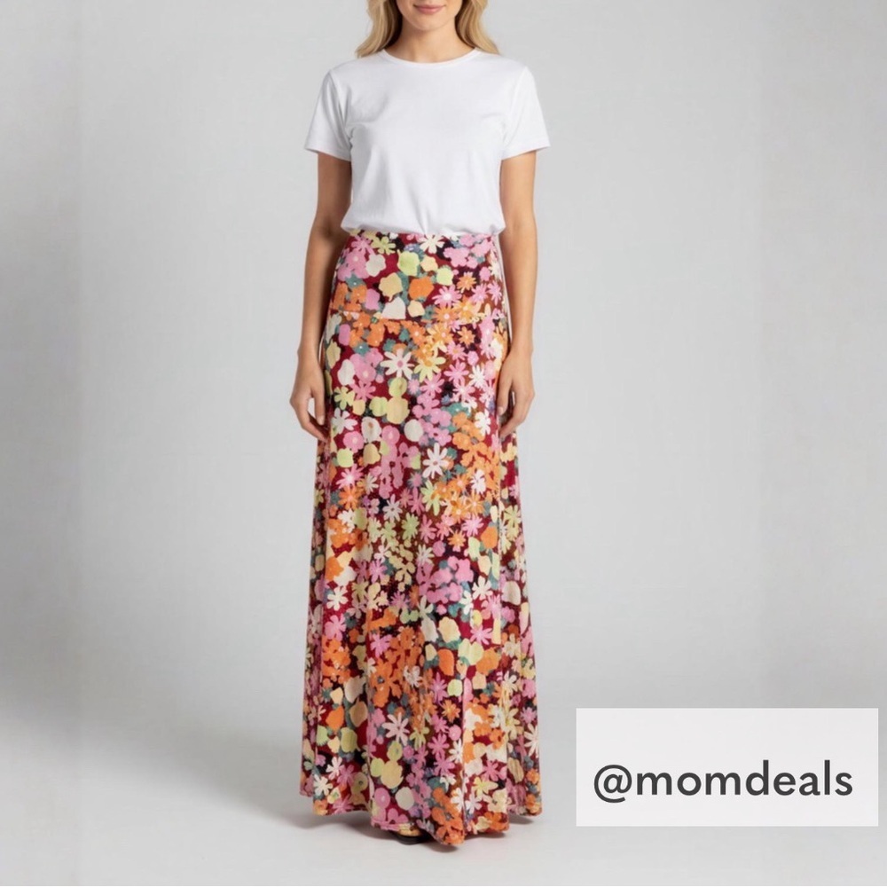 LulaRoe Maxi Long Skirt / Strapless Dress Floral Vibrant Print Pop  XXS 00-0